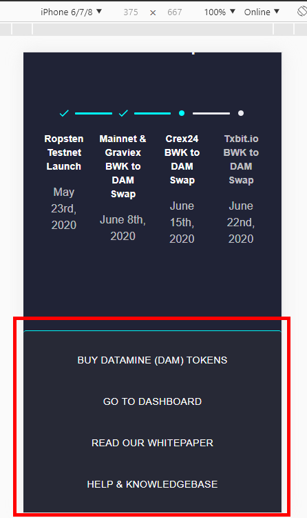 Datamine Network Optimizes Mobile Homepage Footer
