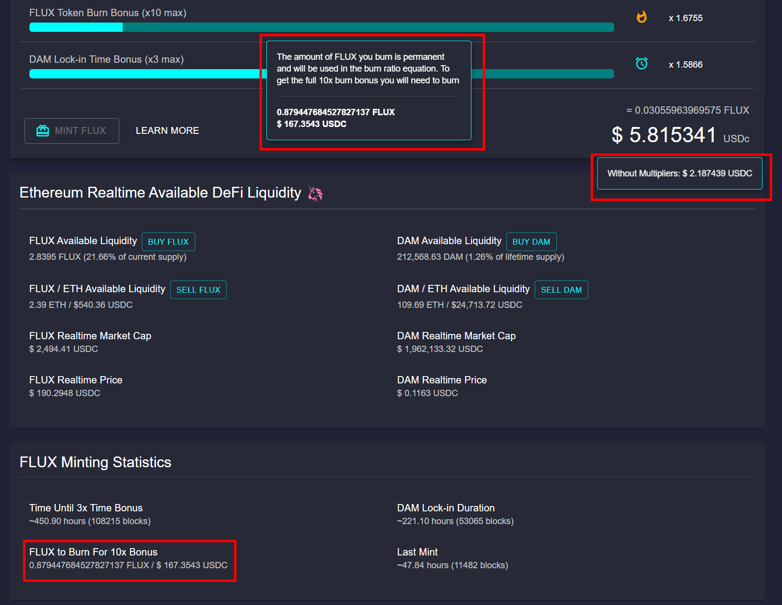 Real Time FLUX Calculations Live on Datamine Dashboard
