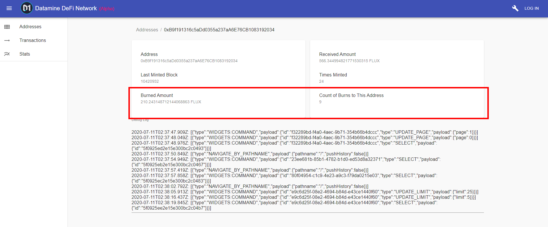 Real-Time Ethereum Burn Event Integration for Datamine Analytics