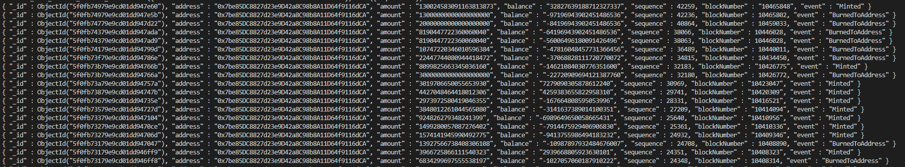 Realtime Address Ledger for Datamine DeFi Network Pro