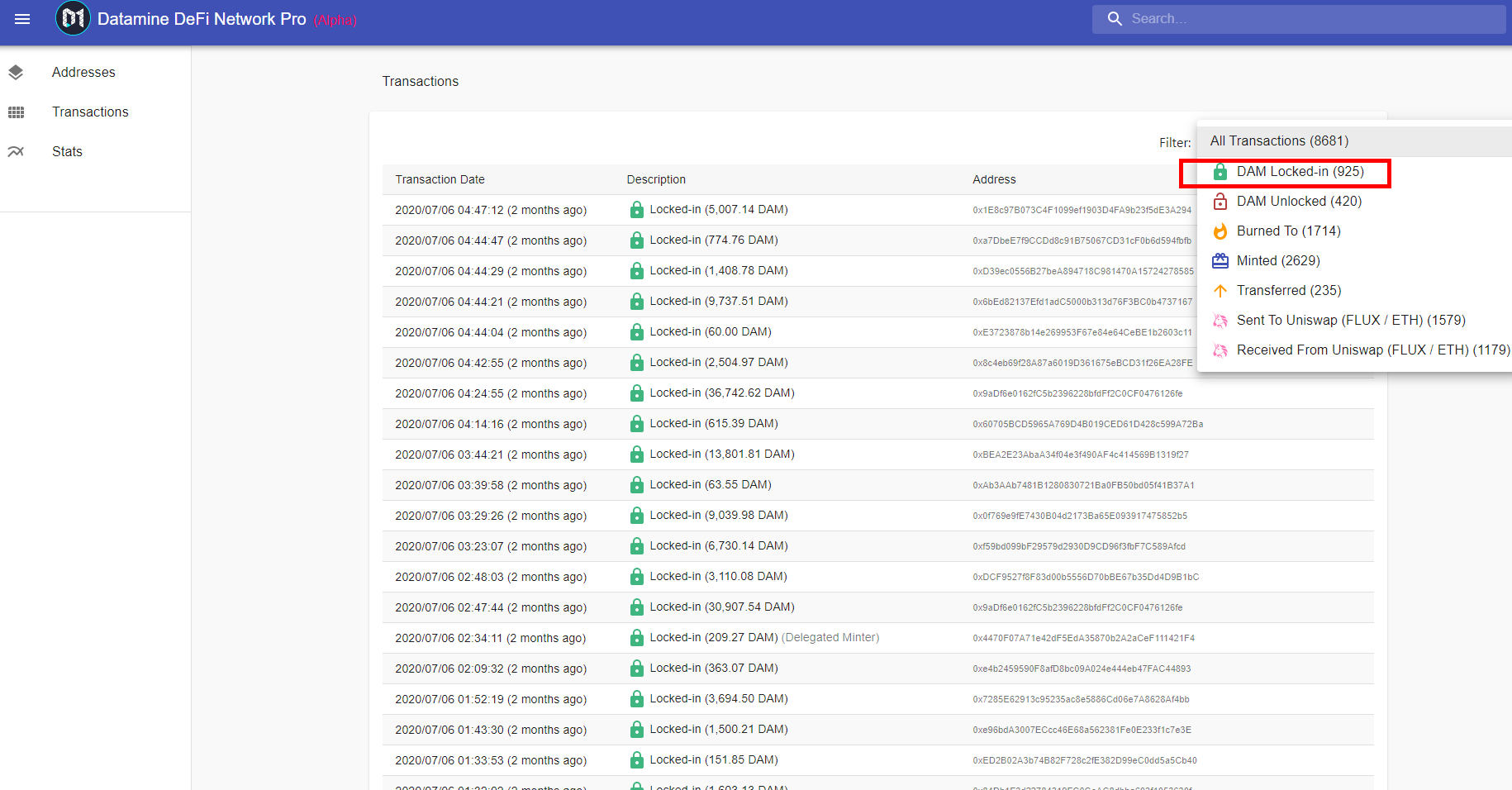 Datamine Network Alpha Update: Ledger Filtering and Syncing