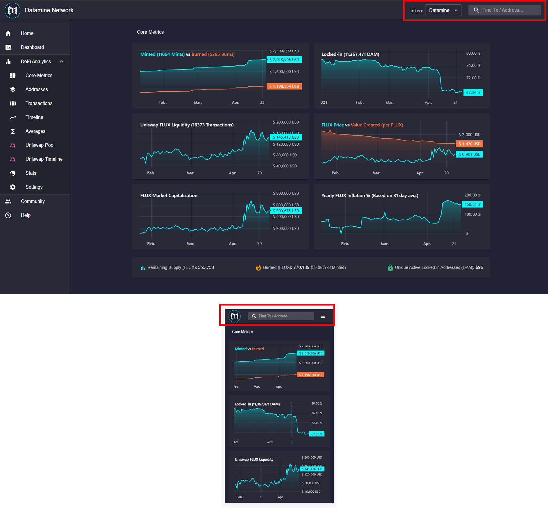 Datamine Launches Mobile UI Optimization for DeFi Analytics