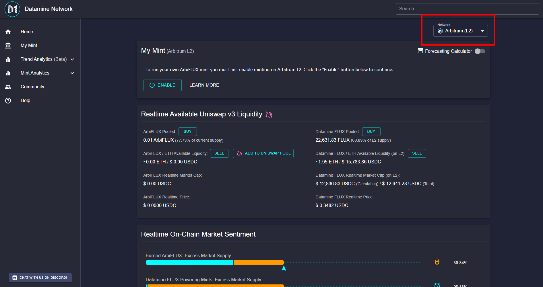 Datamine Network Launches ArbiFLUX Real Time Decentralized Dashboard